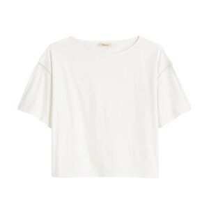 Madewell Embroidered Boxy Knit Tee in White